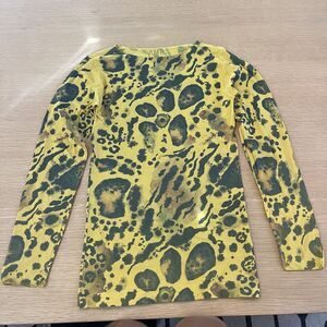 Women's AMB One Size Wild Floral Second Skin Raw Edge Top Toasted Mustard